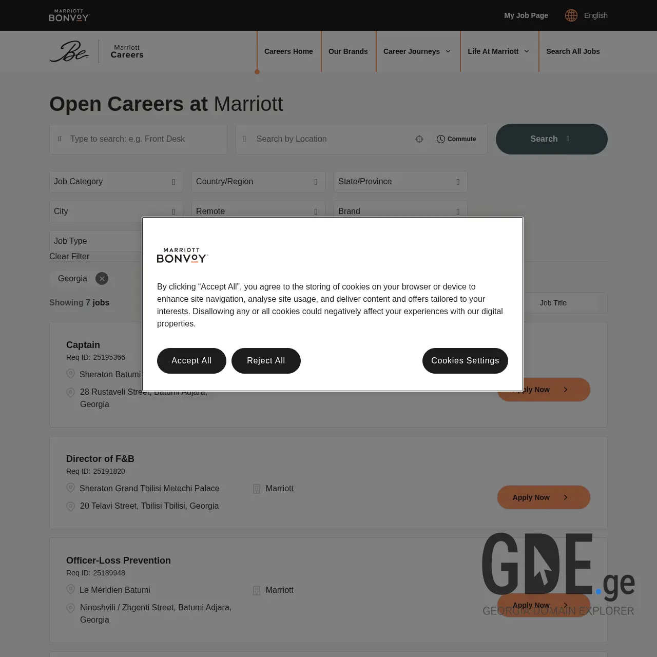 Screenshot of the site marriottdasaqmeba.ge at 2025-12-09