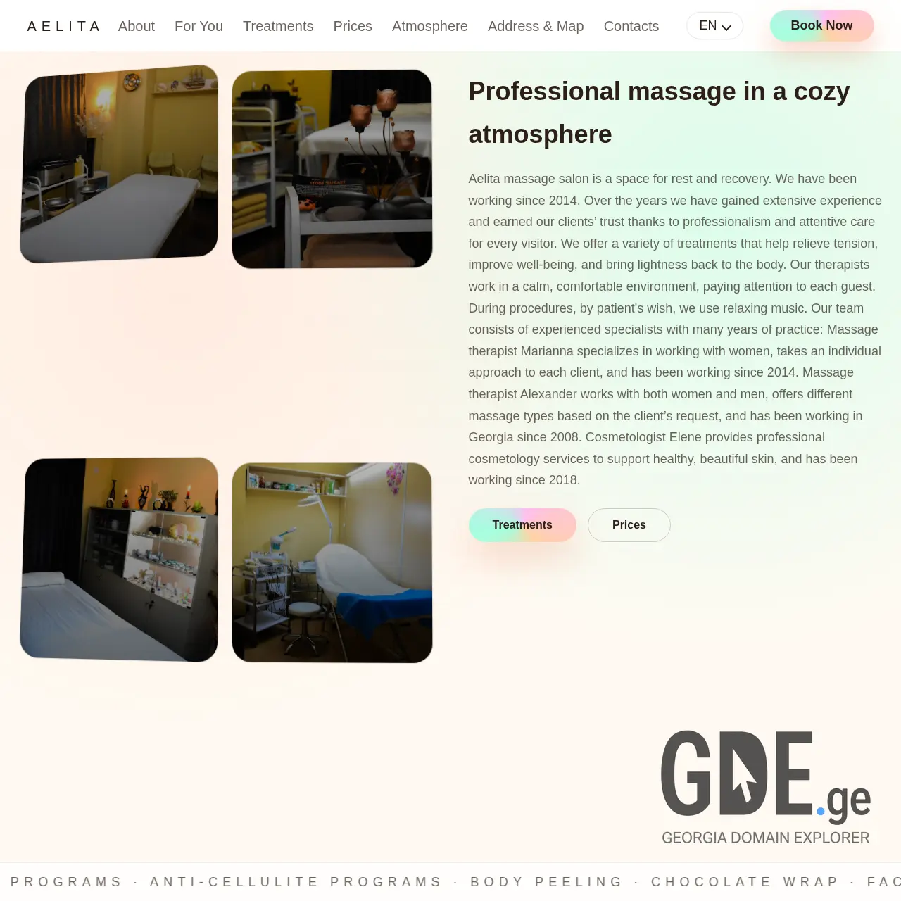 Screenshot of the site massagetbilisi.ge at 2025-12-18