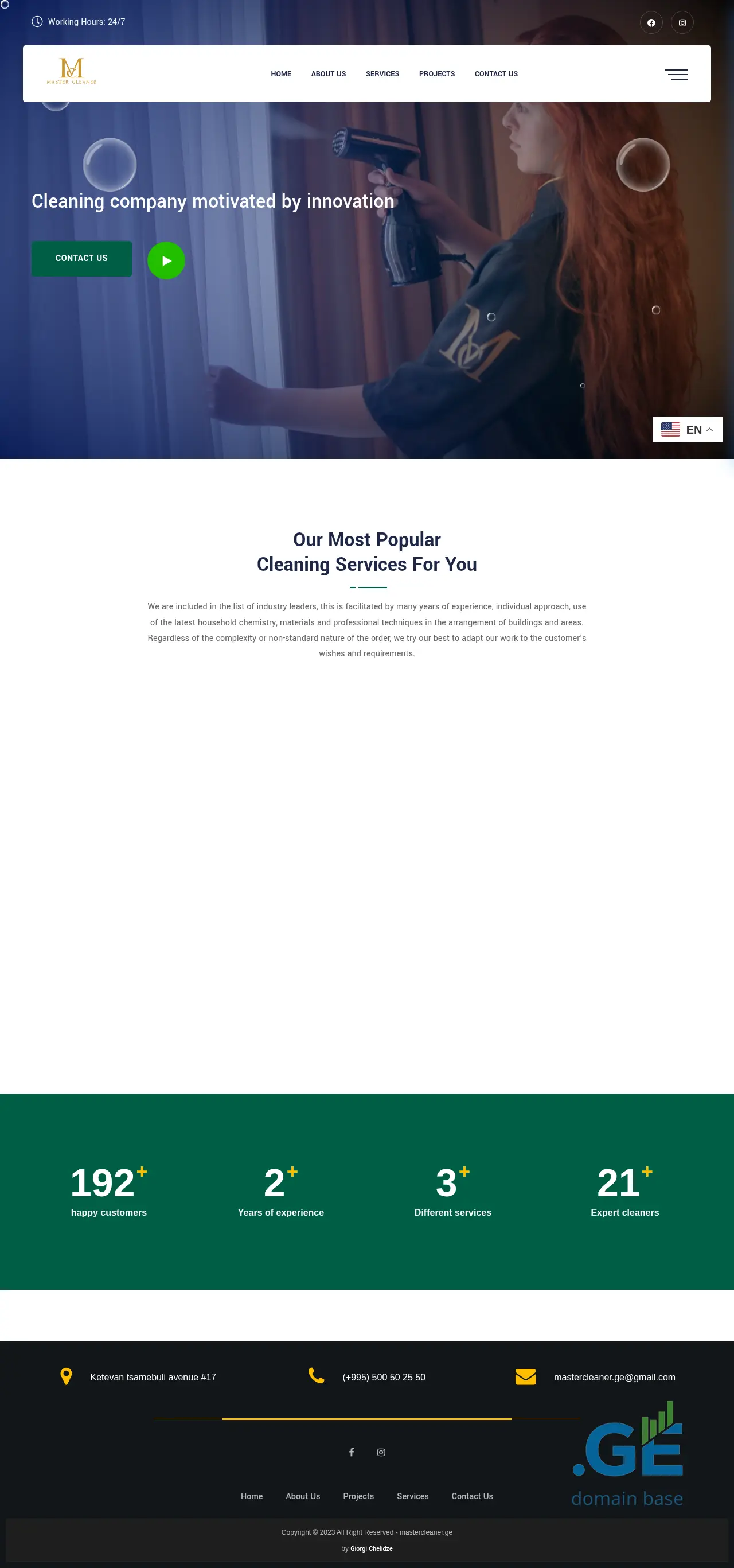 Screenshot of the site mastercleaner.ge