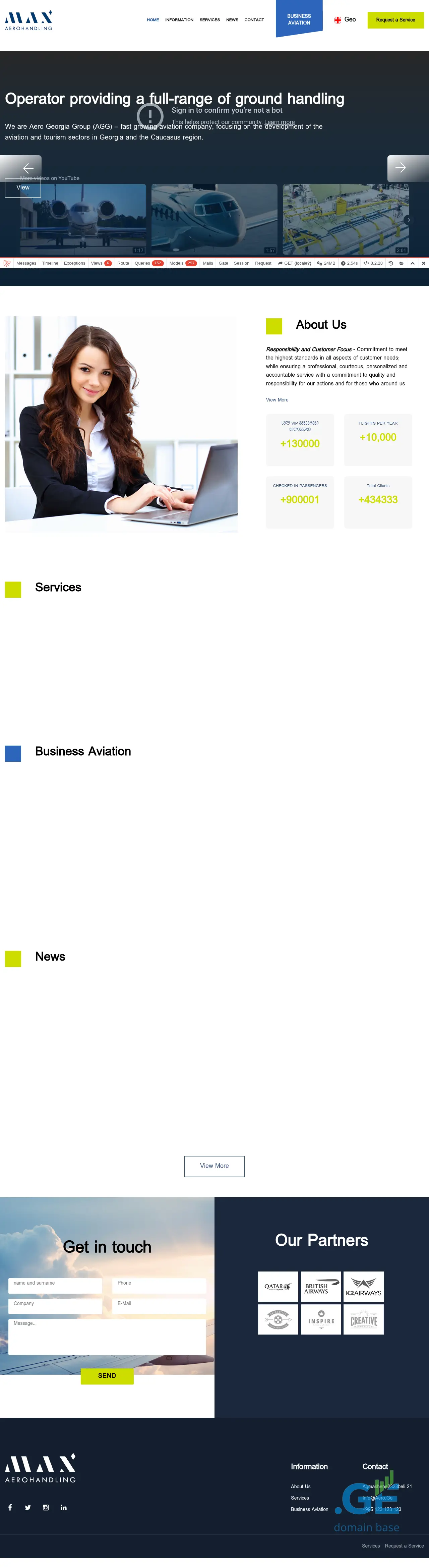 Screenshot of the site maxaero.ge