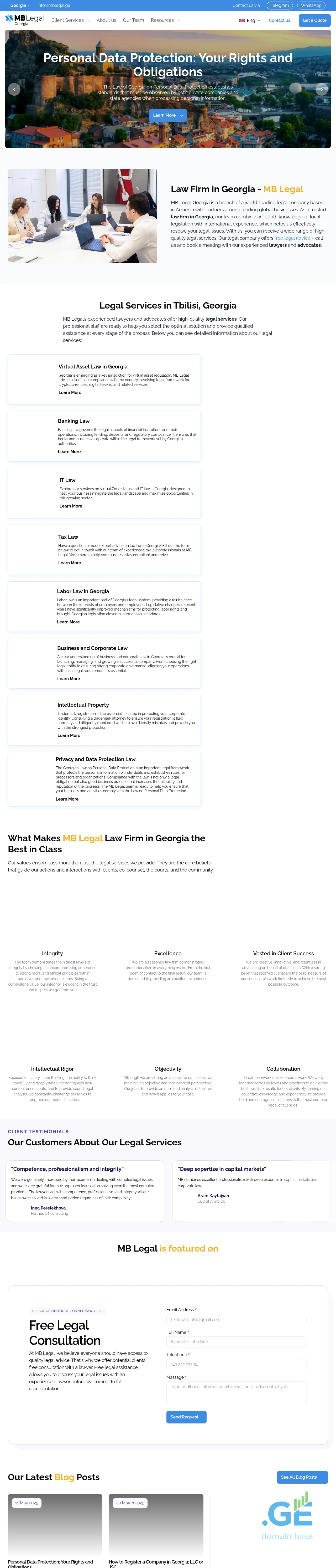 Screenshot of the site mblegal.ge