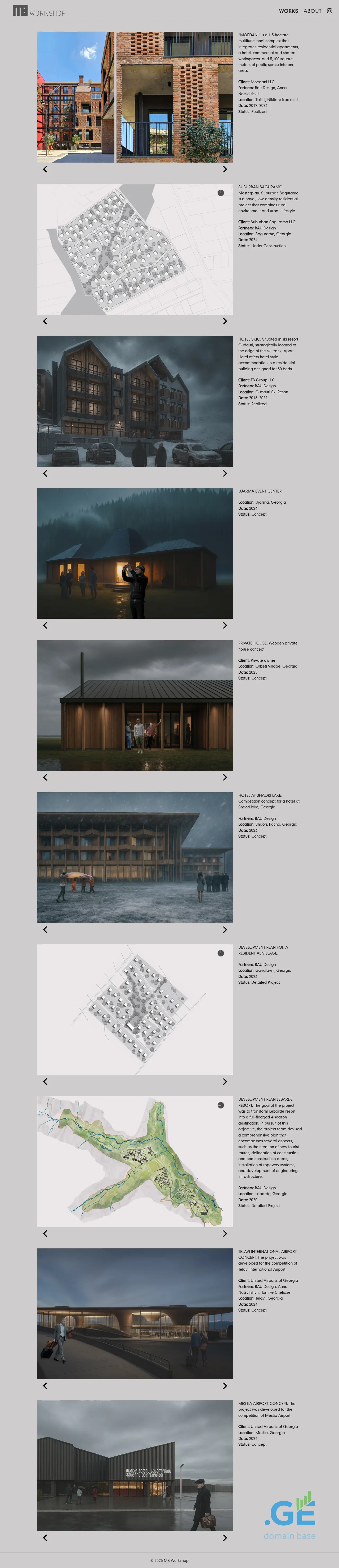Screenshot of the site mbworkshop.ge