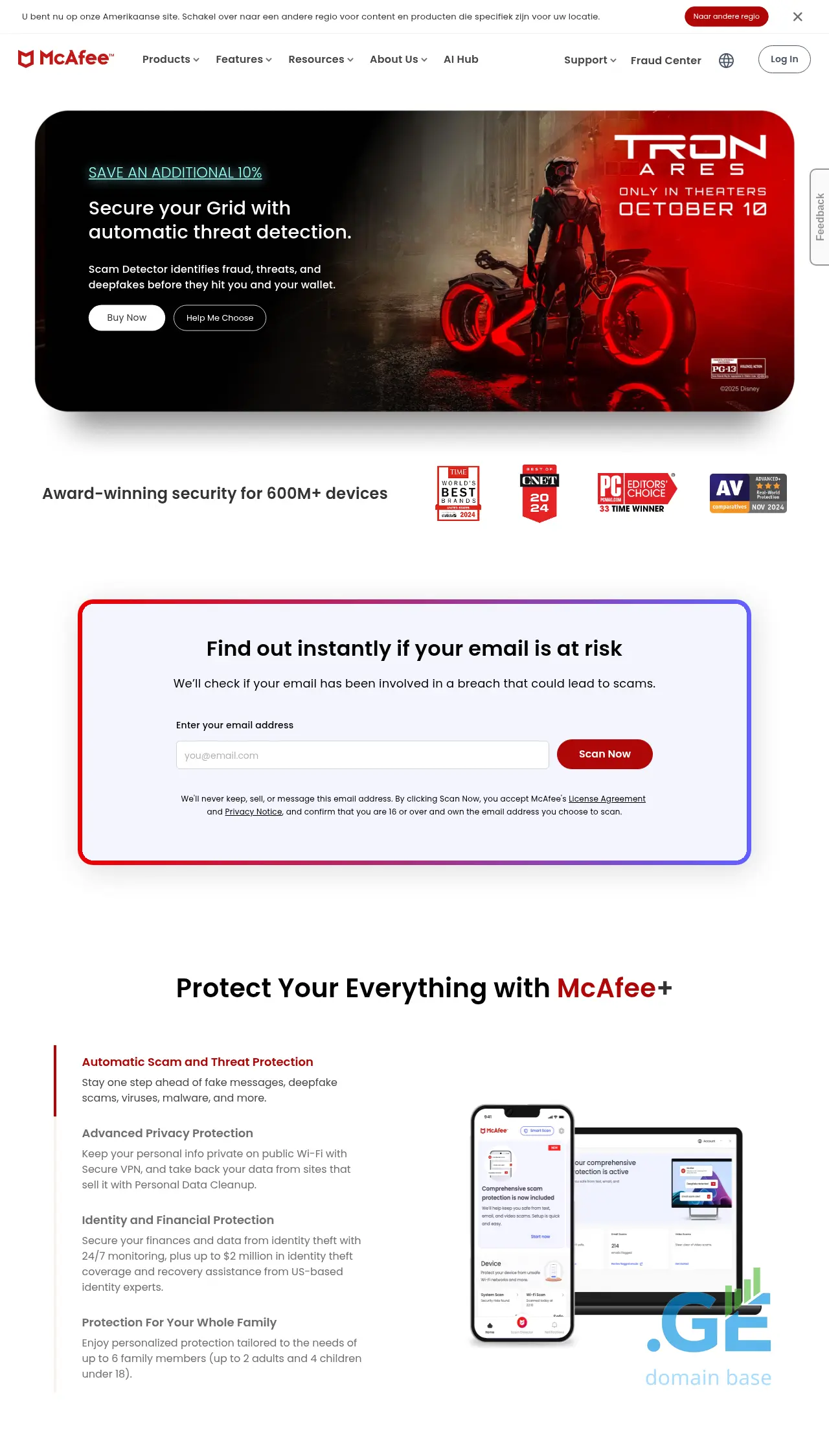 Screenshot of the site mcafee.ge