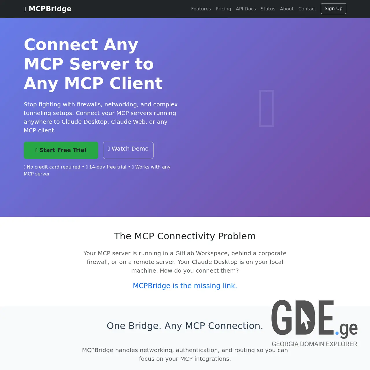 Screenshot of the site mcpbrid.ge at 2025-12-09