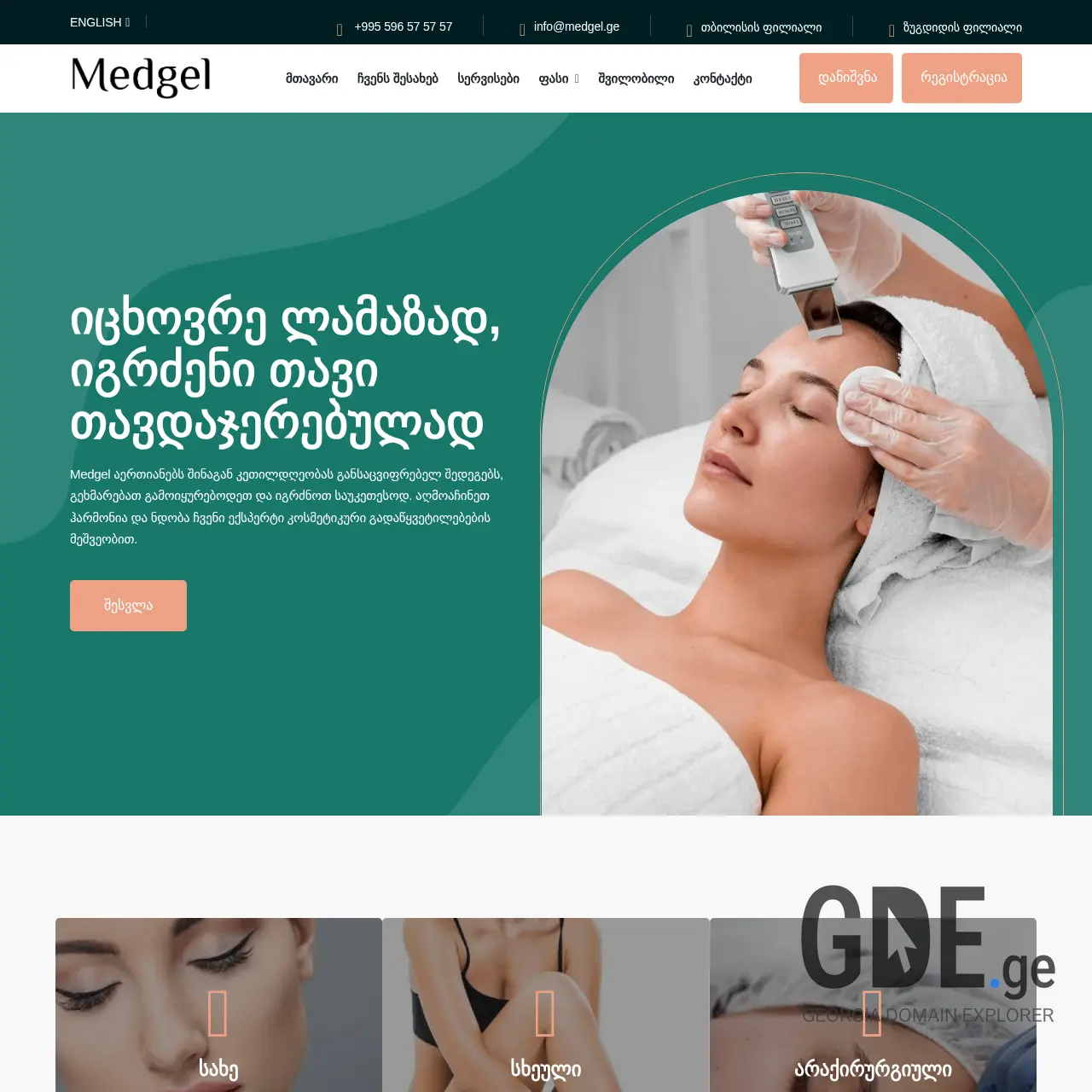 Screenshot of the site medgel.ge at 2025-12-09