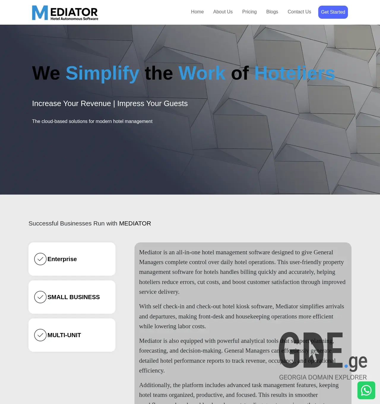 Screenshot of the site mediator.com.ge at 2025-11-30