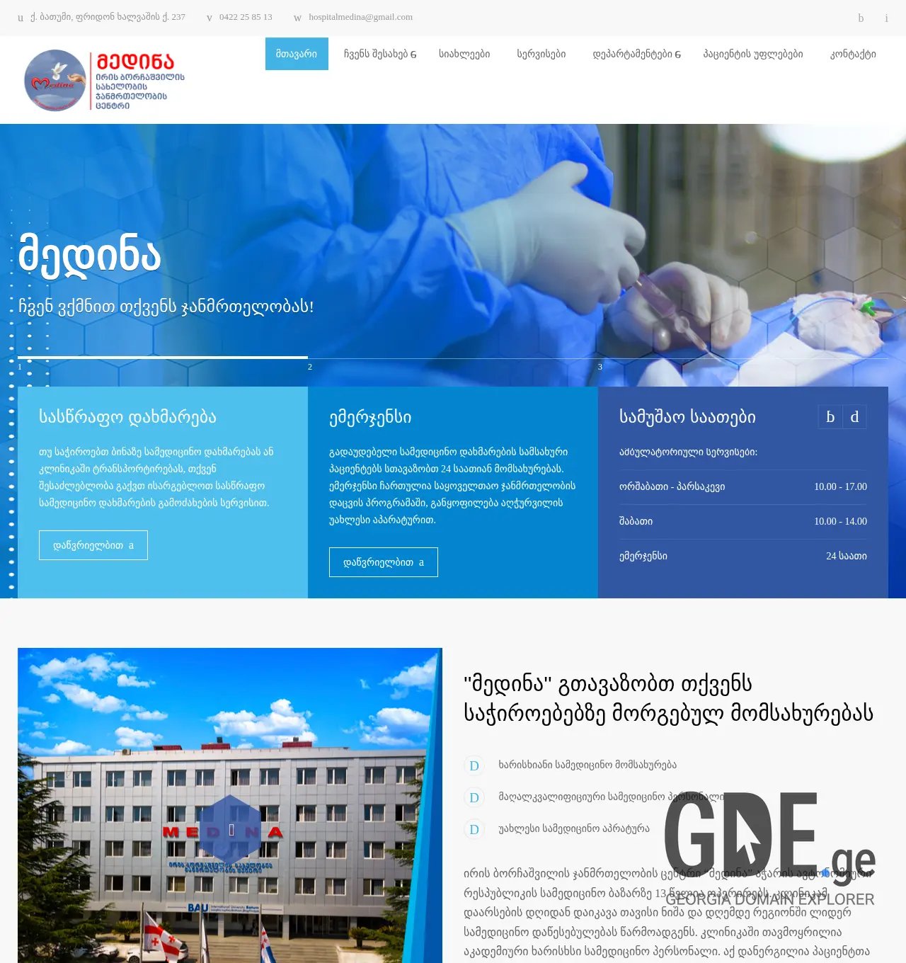 Screenshot of the site medina.ge at 2025-11-29