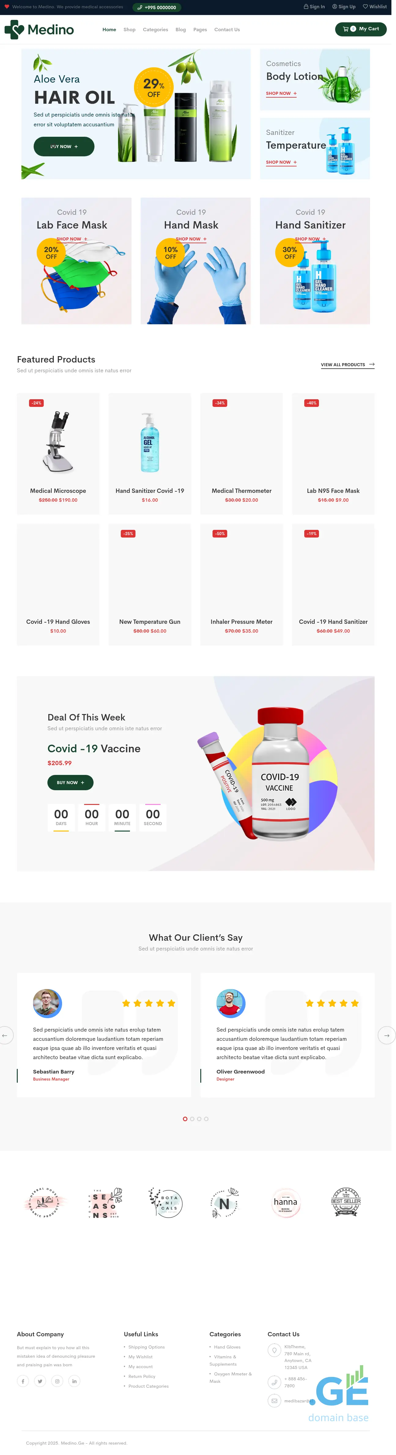 Screenshot of the site medino.ge at 2025-10-09
