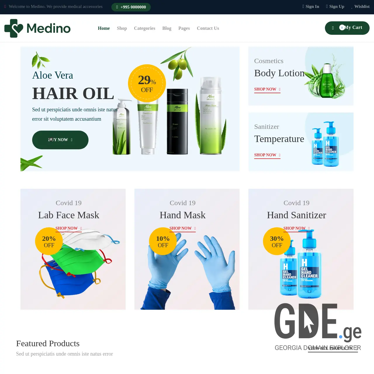 Screenshot of the site medino.ge at 2025-12-12