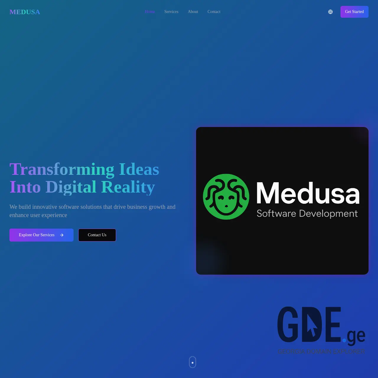 Screenshot of the site medusadevelopment.ge at 2025-12-12