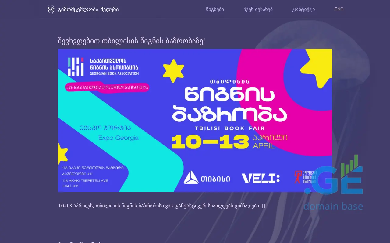 Screenshot of the site meduzabooks.ge