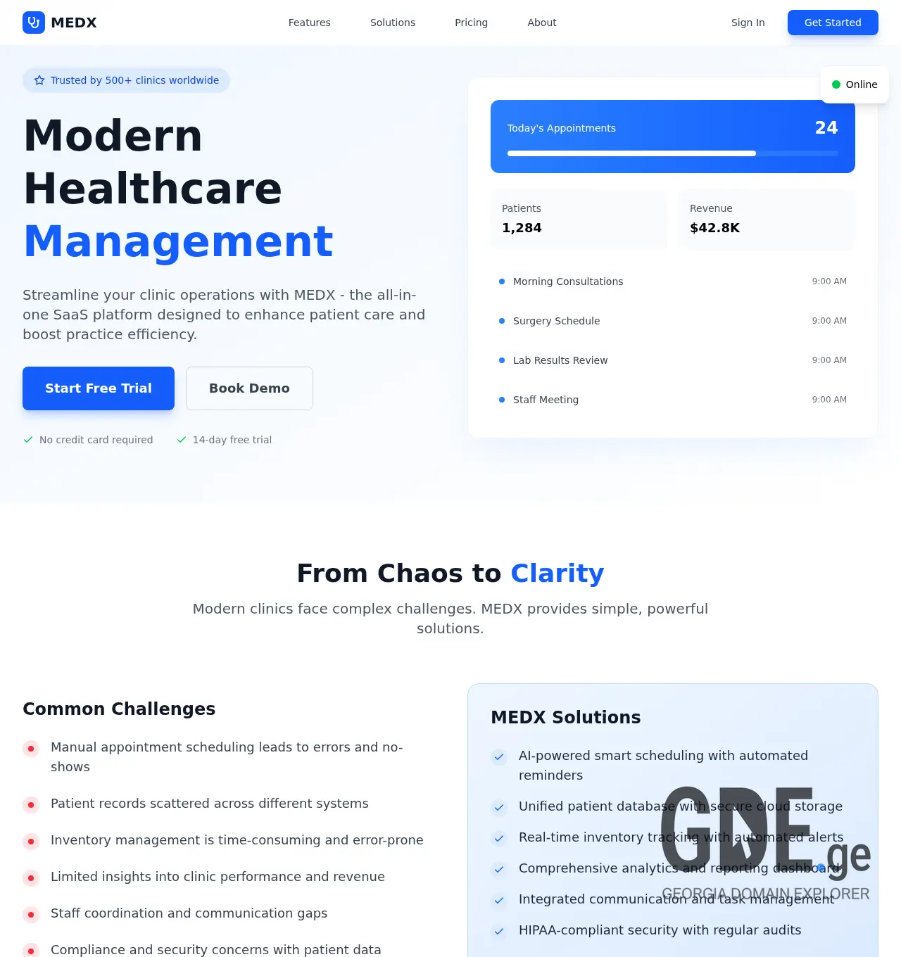 Screenshot of the site medxhealth.ge at 2025-12-07