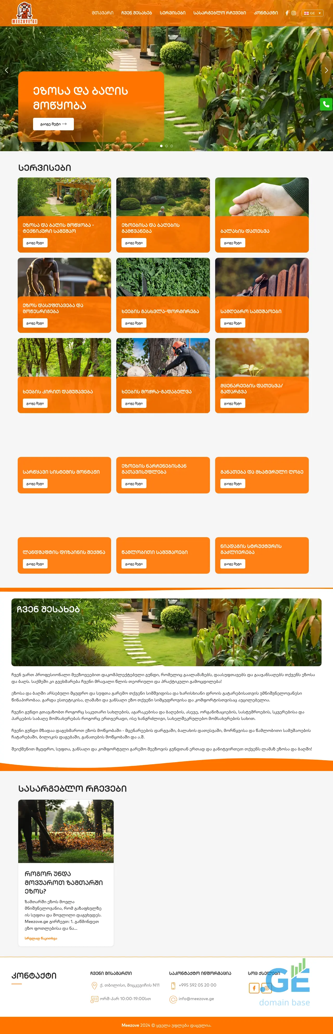 Screenshot of the site meezove.ge