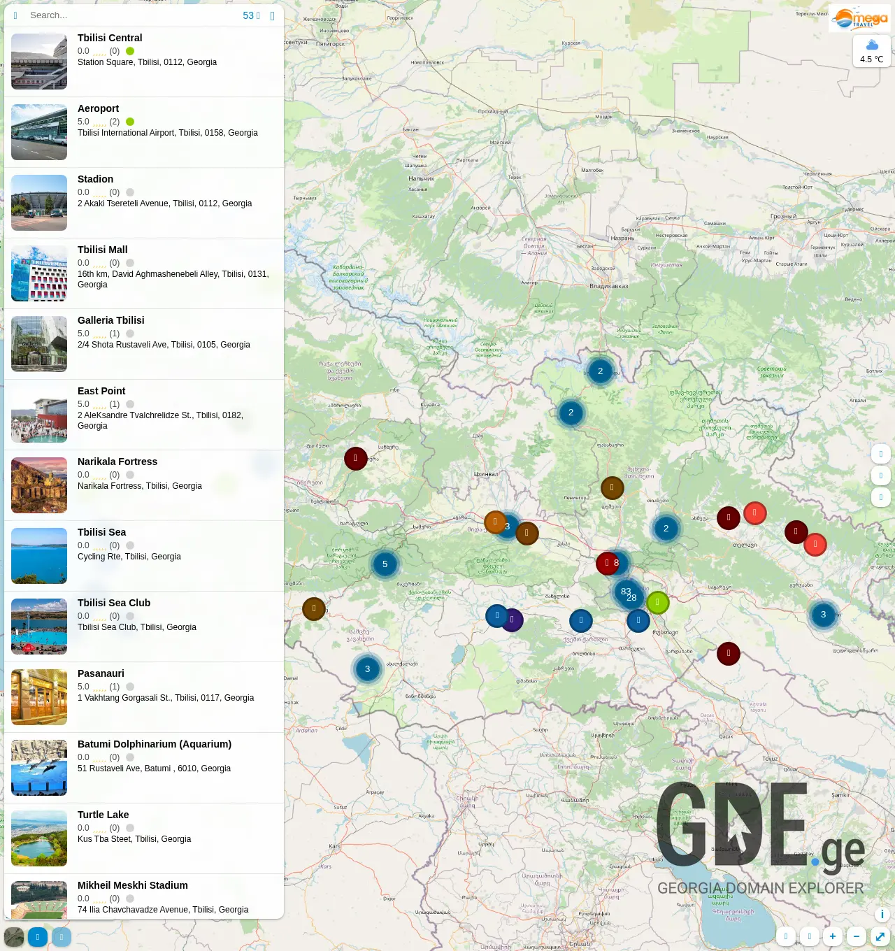 Screenshot of the site megatravel.ge at 2025-12-02