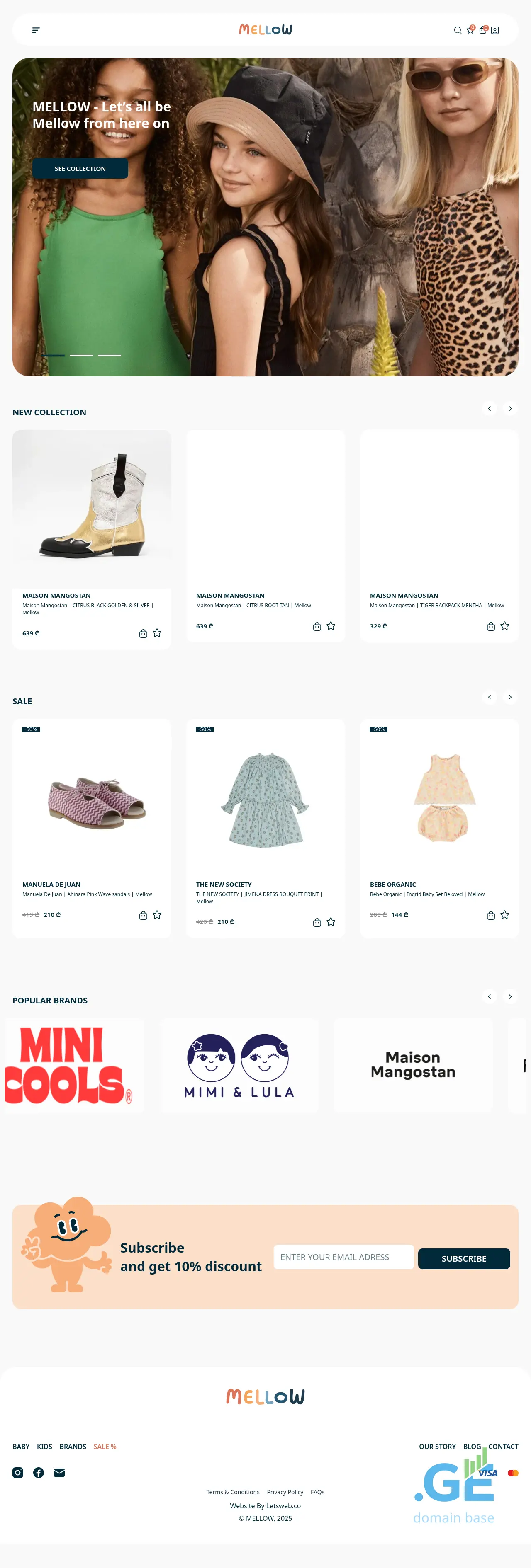 Screenshot of the site mellowstore.ge