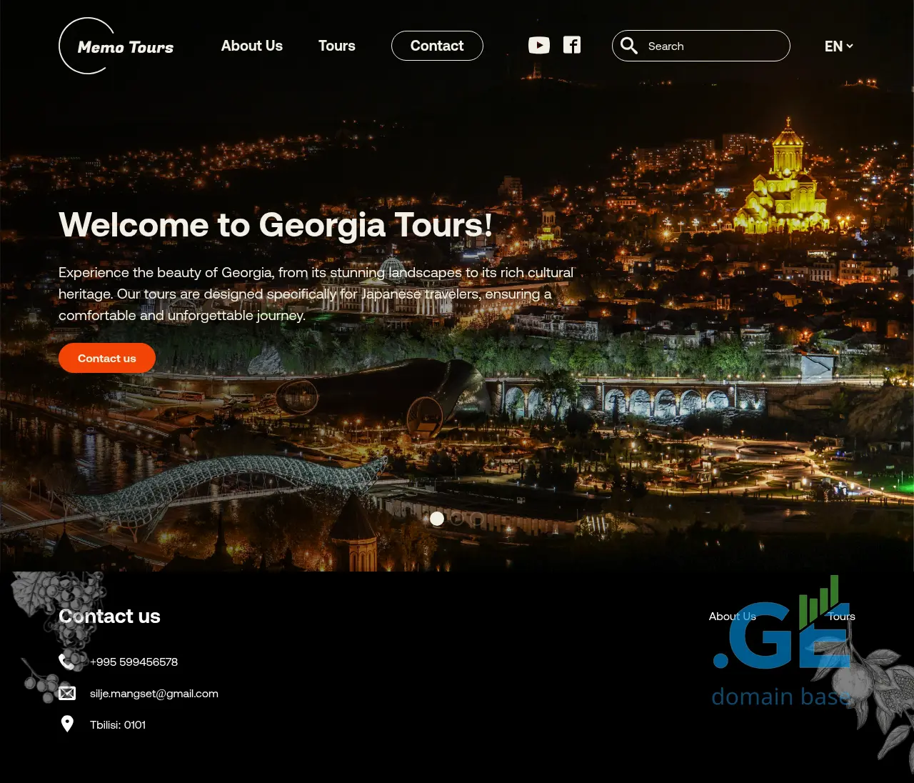 Screenshot of the site memotours.ge