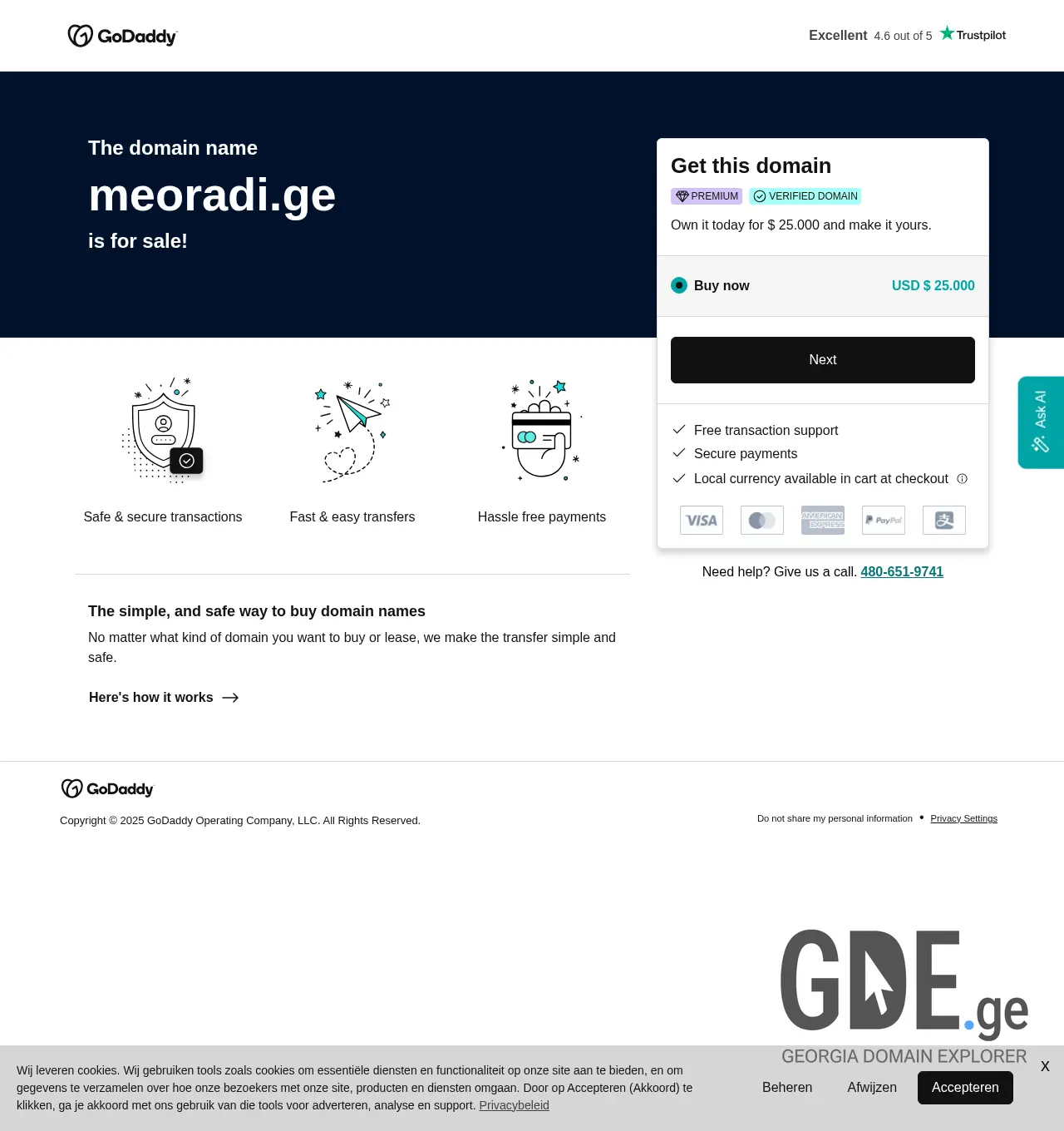 Screenshot of the site meoradi.ge at 2025-11-29