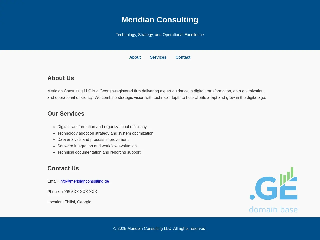 Screenshot of the site meridianconsulting.ge