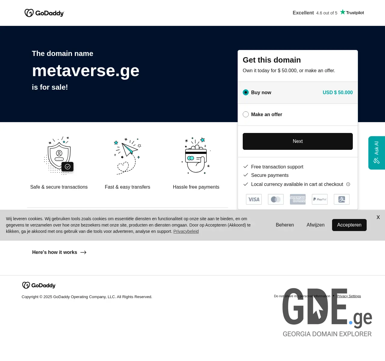 Screenshot of the site metaverse.ge at 2025-11-26