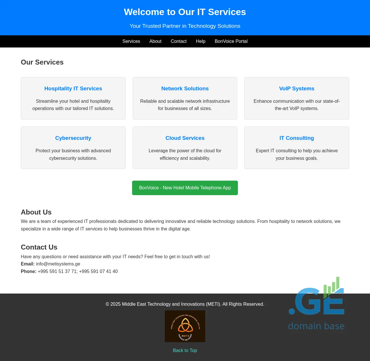Screenshot of the site metisystems.ge