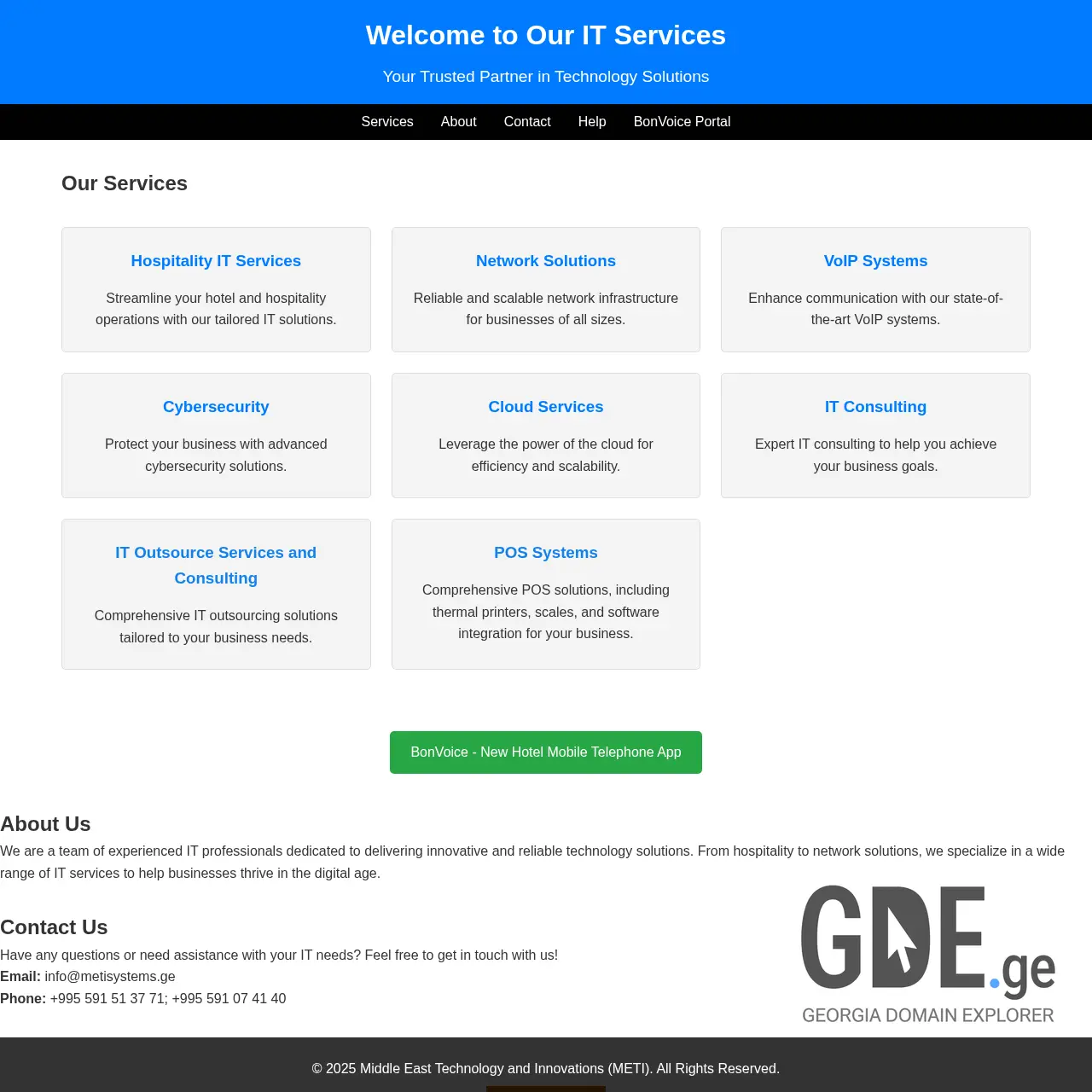 Screenshot of the site metisystems.ge at 2025-12-12