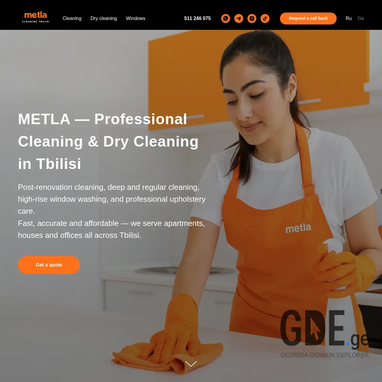 Screenshot of the site metlacleaning.ge at 2025-12-15