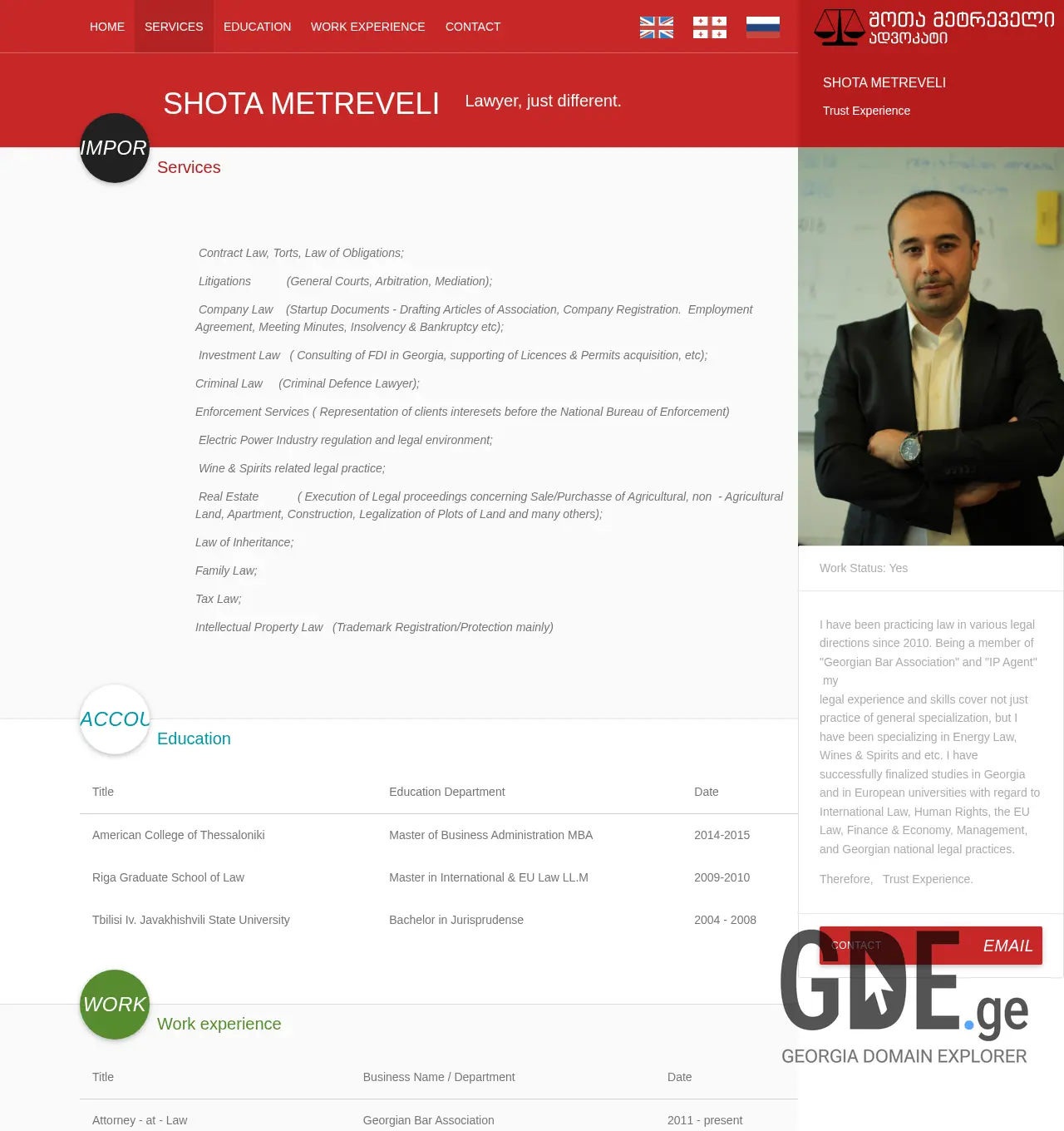 Screenshot of the site metreveli-law.ge at 2025-11-29