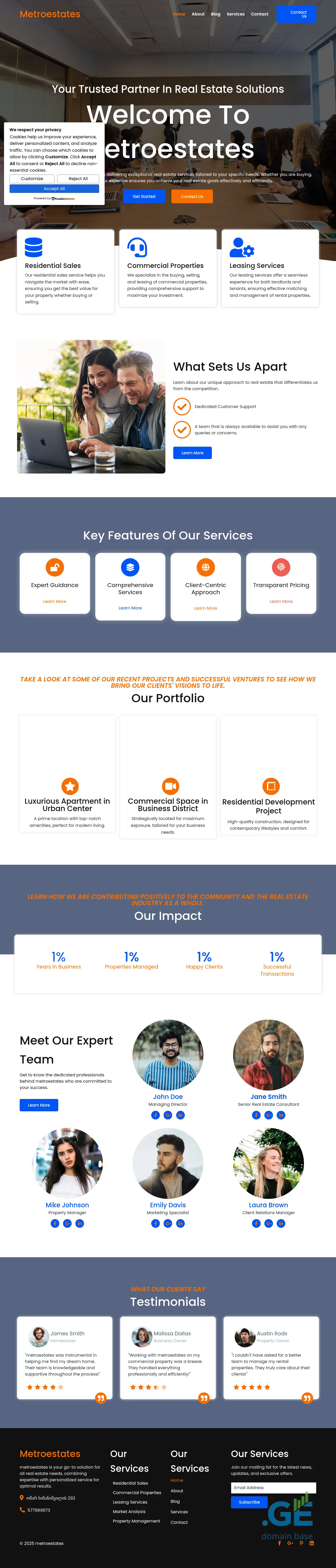Screenshot of the site metroestates.ge