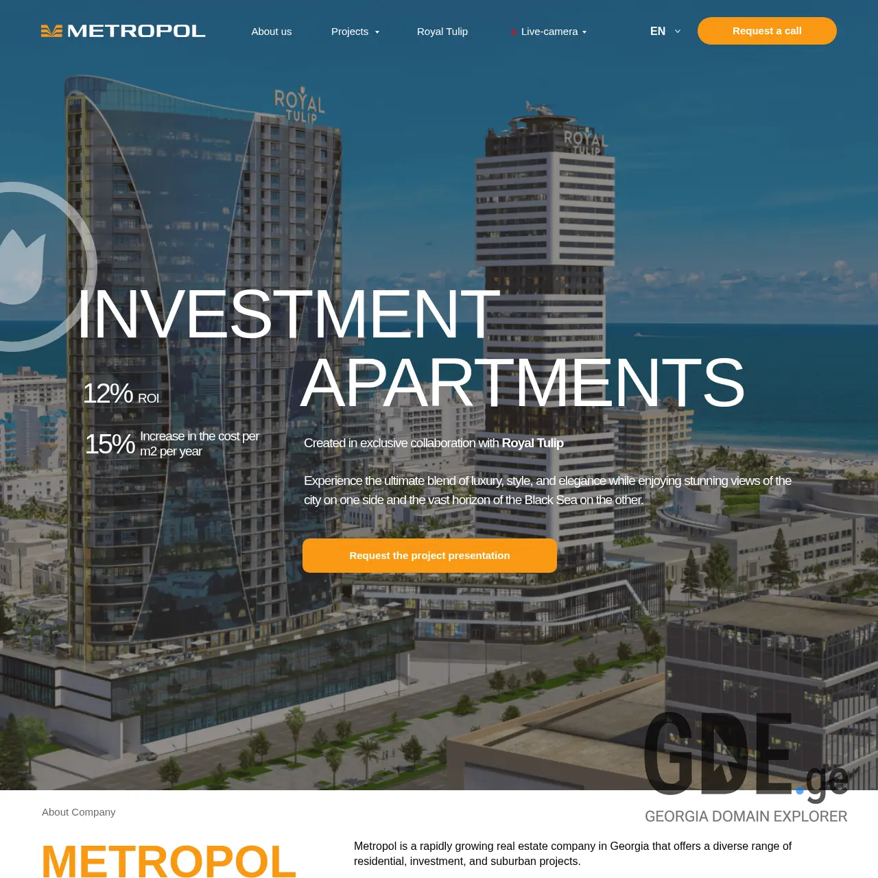 Screenshot of the site metropol-batumi.ge at 2025-12-11