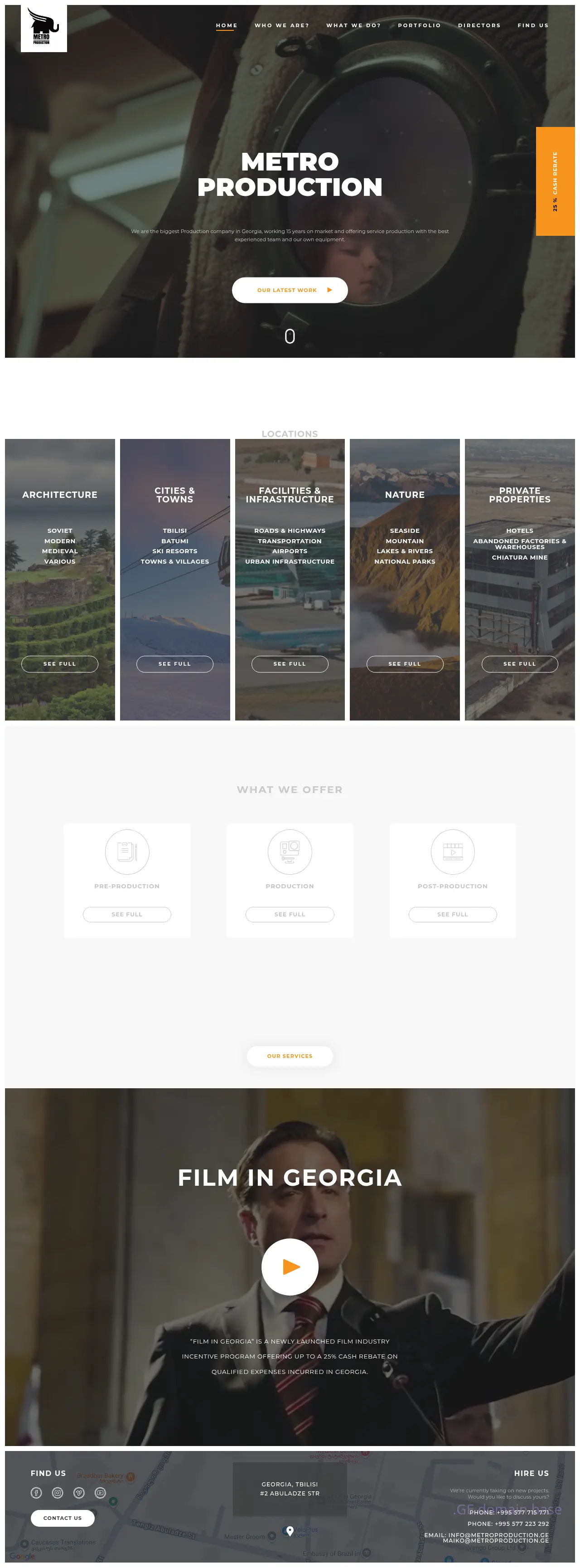 Screenshot of the site metroproduction.ge at 2025-09-07