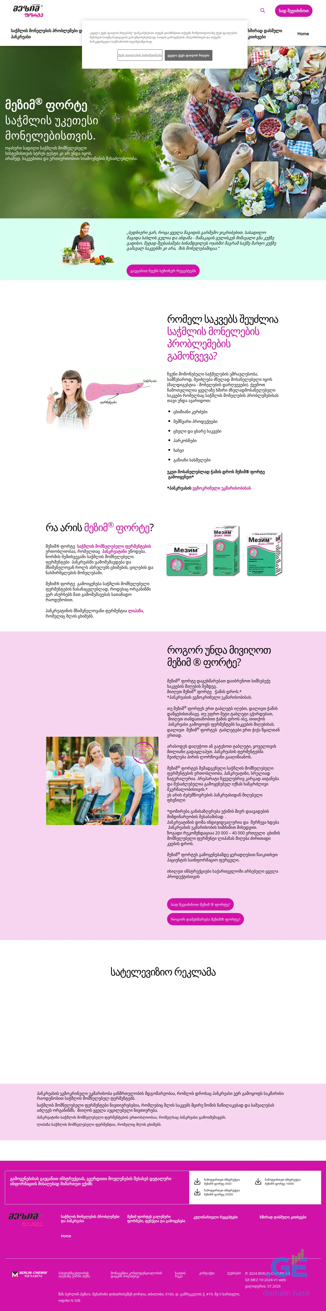 Screenshot of the site mezym.ge