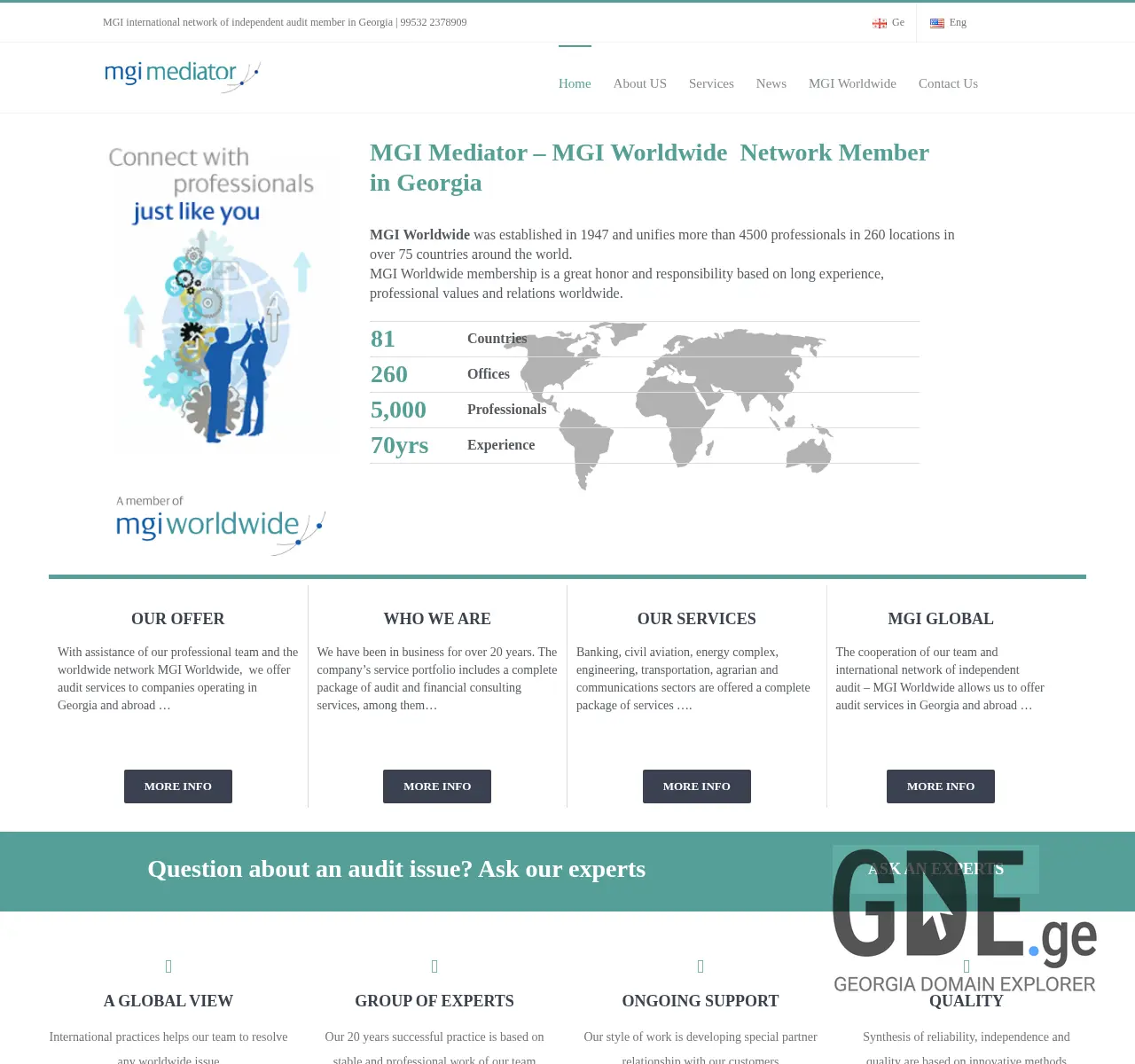 Screenshot of the site mgi.com.ge at 2025-11-26