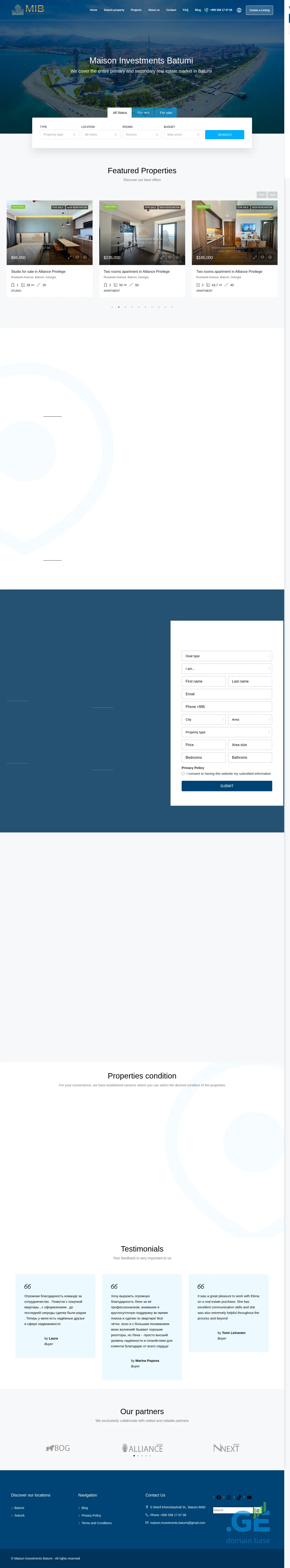 Screenshot of the site mib.ge