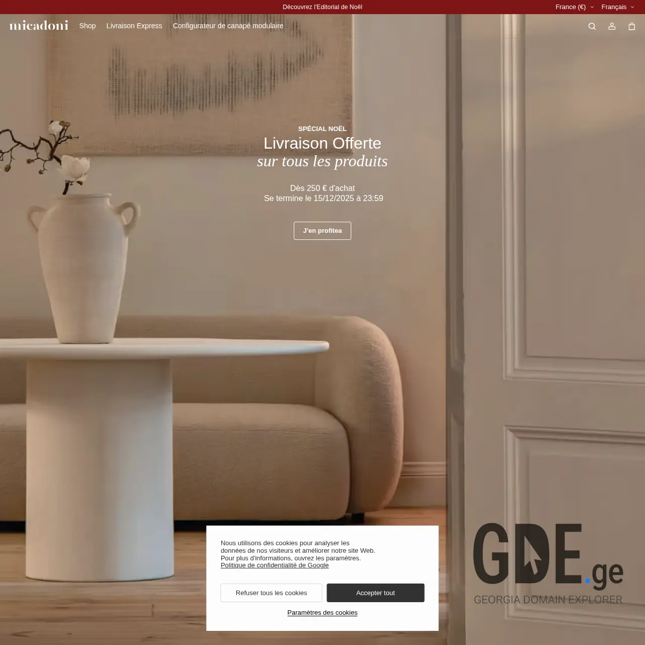 Screenshot of the site micadoni.ge at 2025-12-11