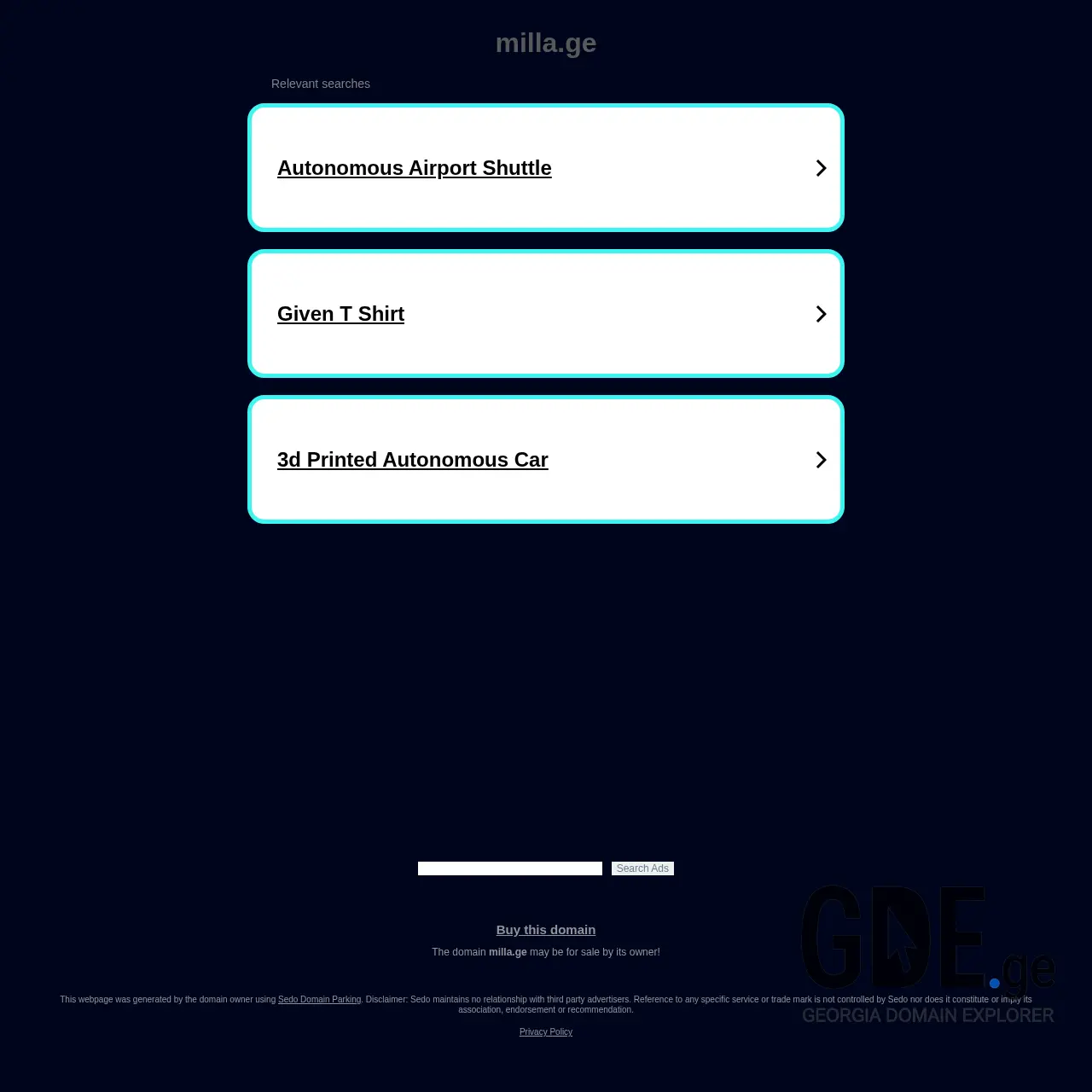 Screenshot of the site milla.ge at 2025-12-12