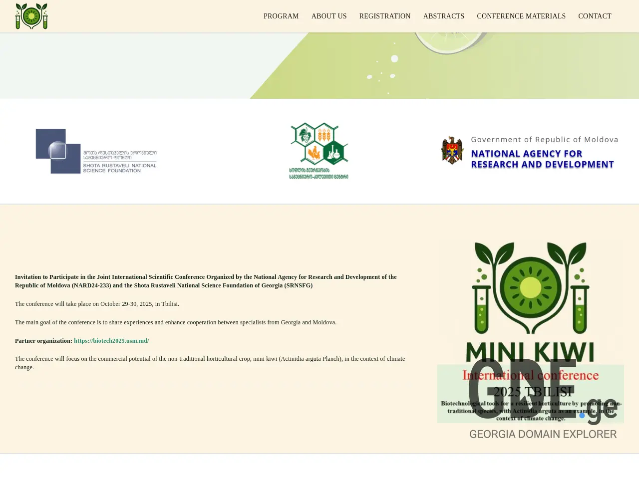 Screenshot of the site minikiwibiotechconf.ge at 2025-12-12