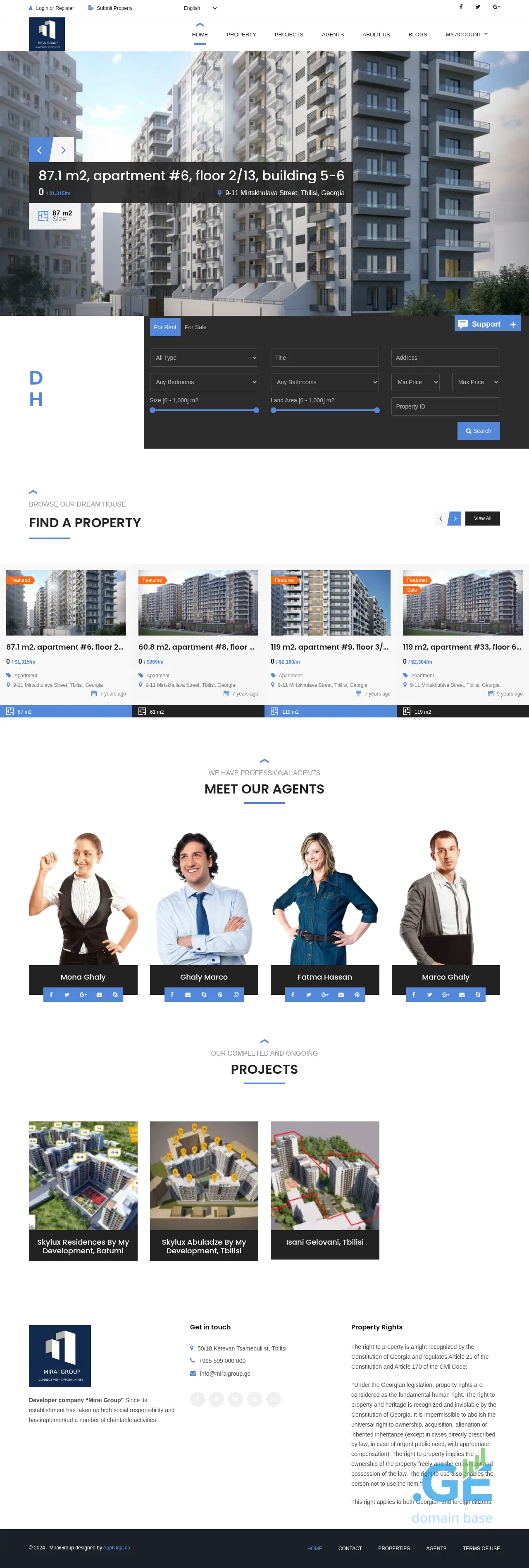 Screenshot of the site miraigroup.ge