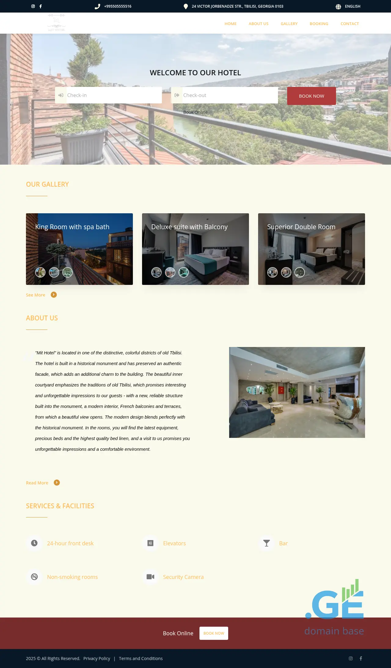 Screenshot of the site mithotel.ge