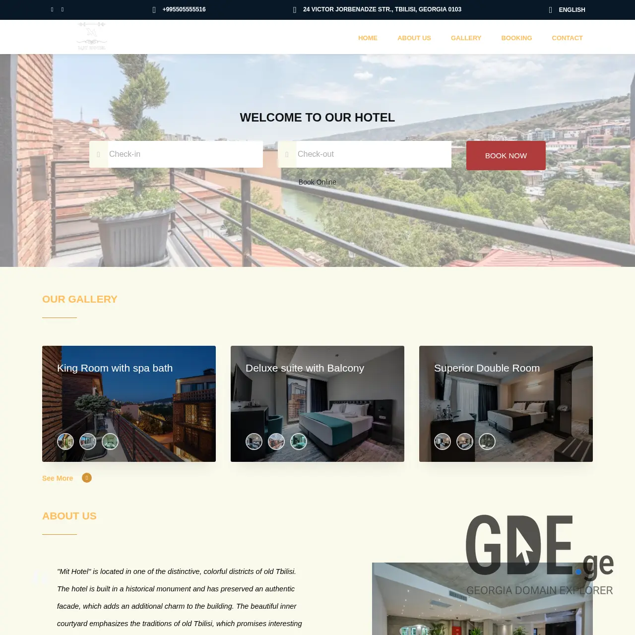 Screenshot of the site mithotel.ge at 2025-12-11