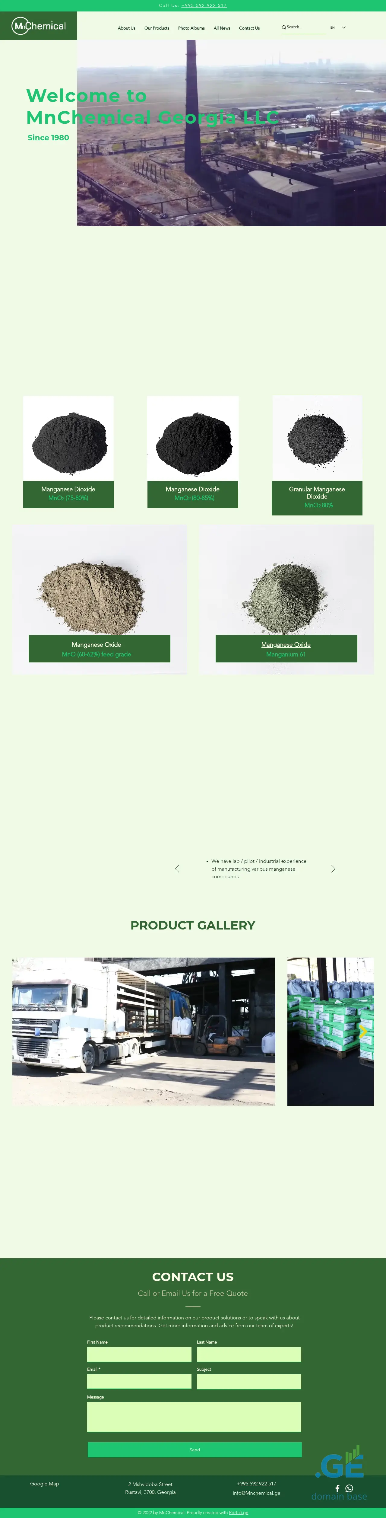 Screenshot of the site mnchemical.ge