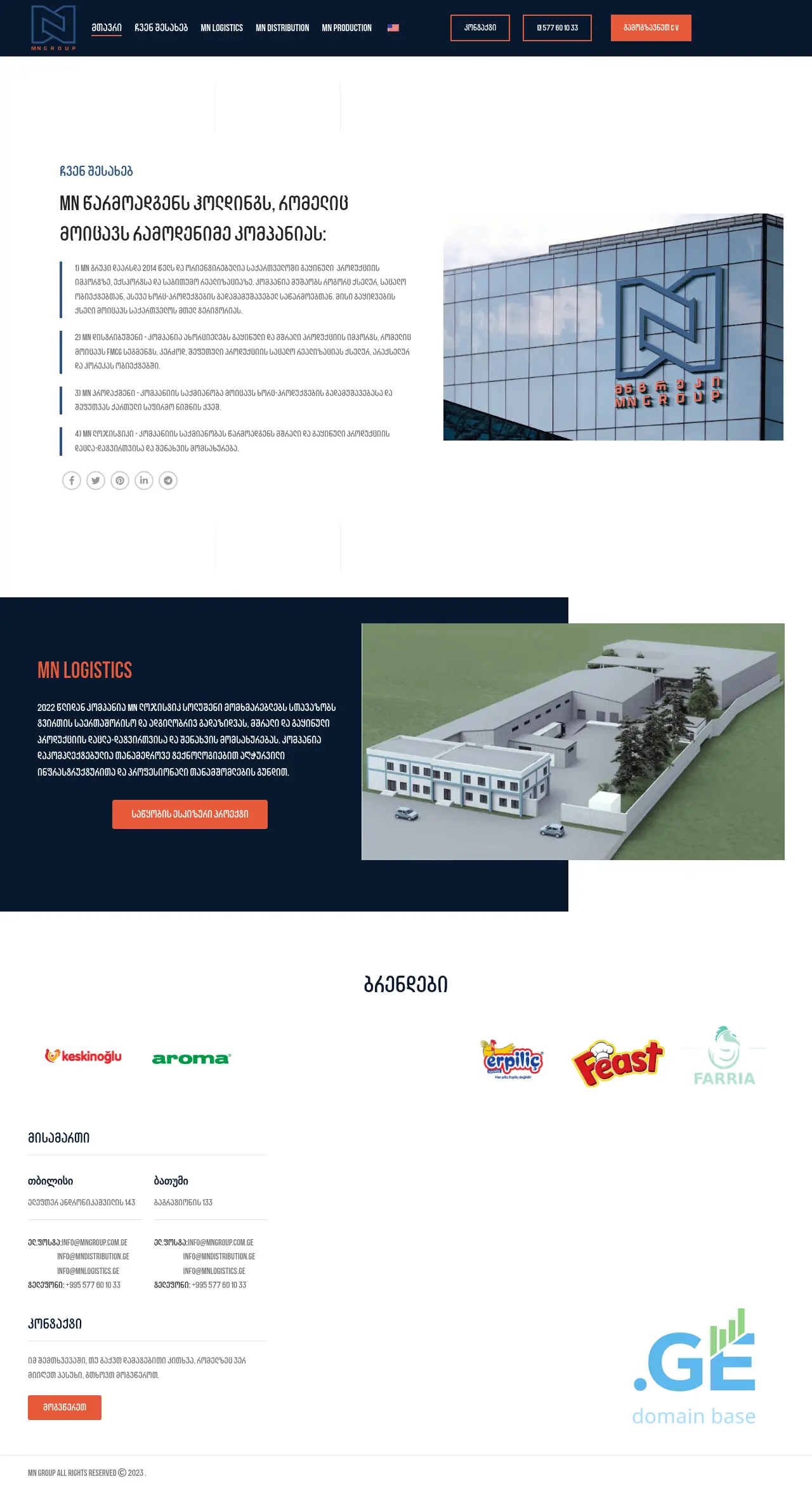 Screenshot of the site mndistribution.ge