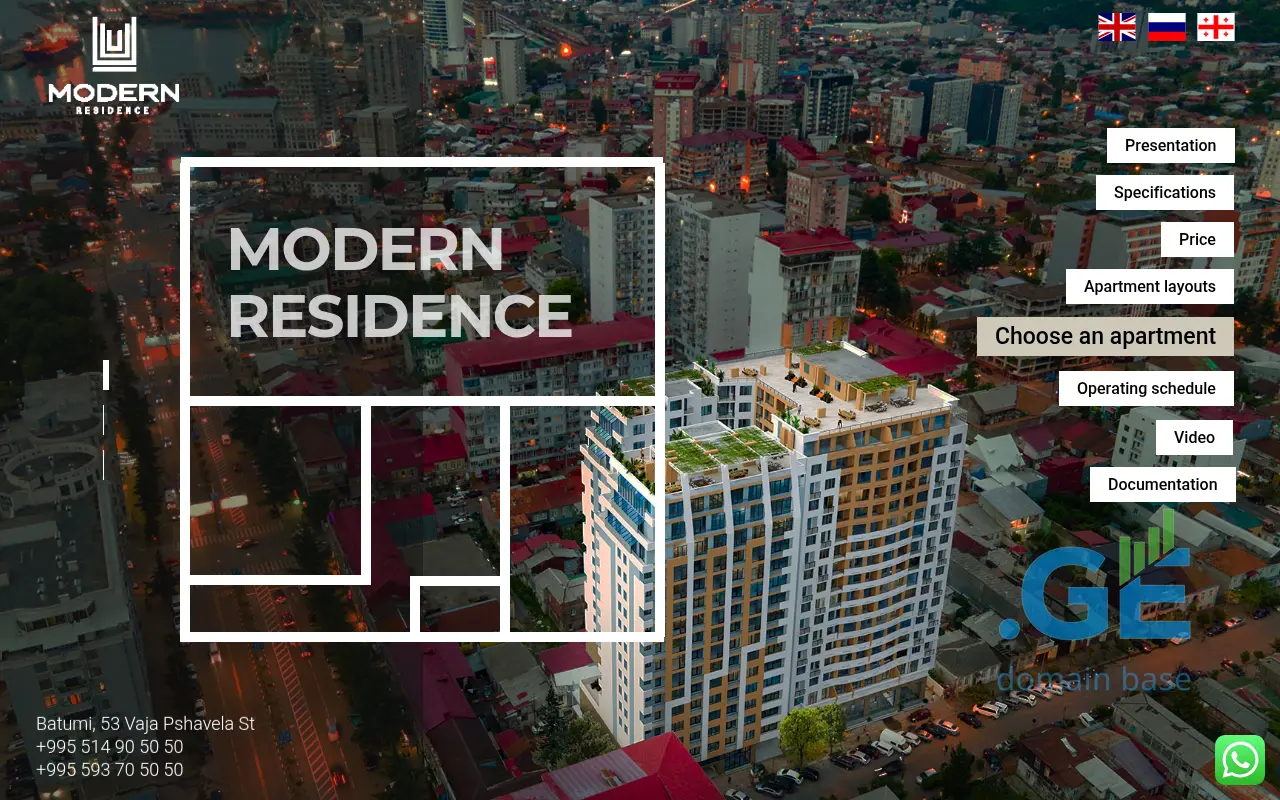 Screenshot of the site modernresidence.ge