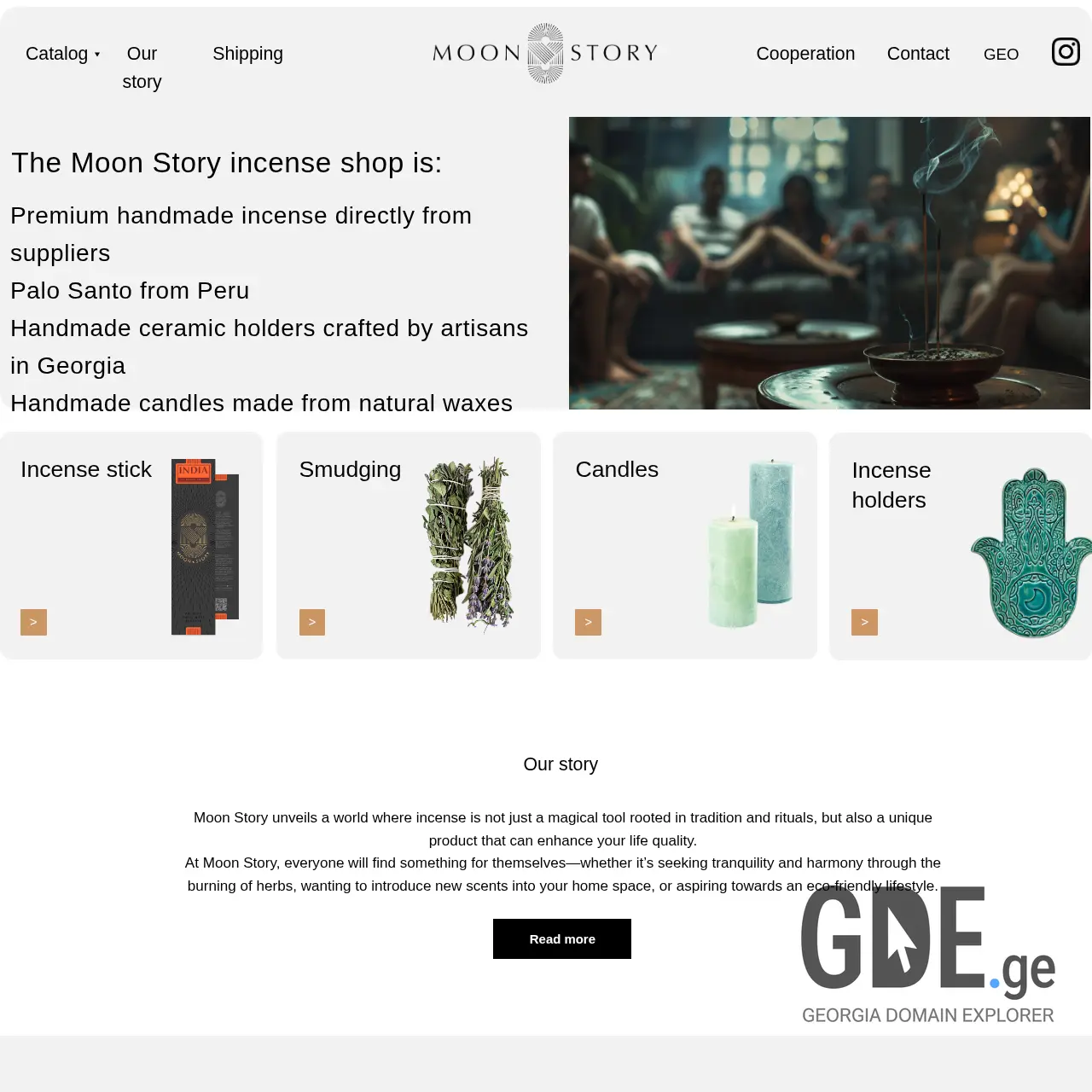 Screenshot of the site moonstory.ge at 2025-12-11