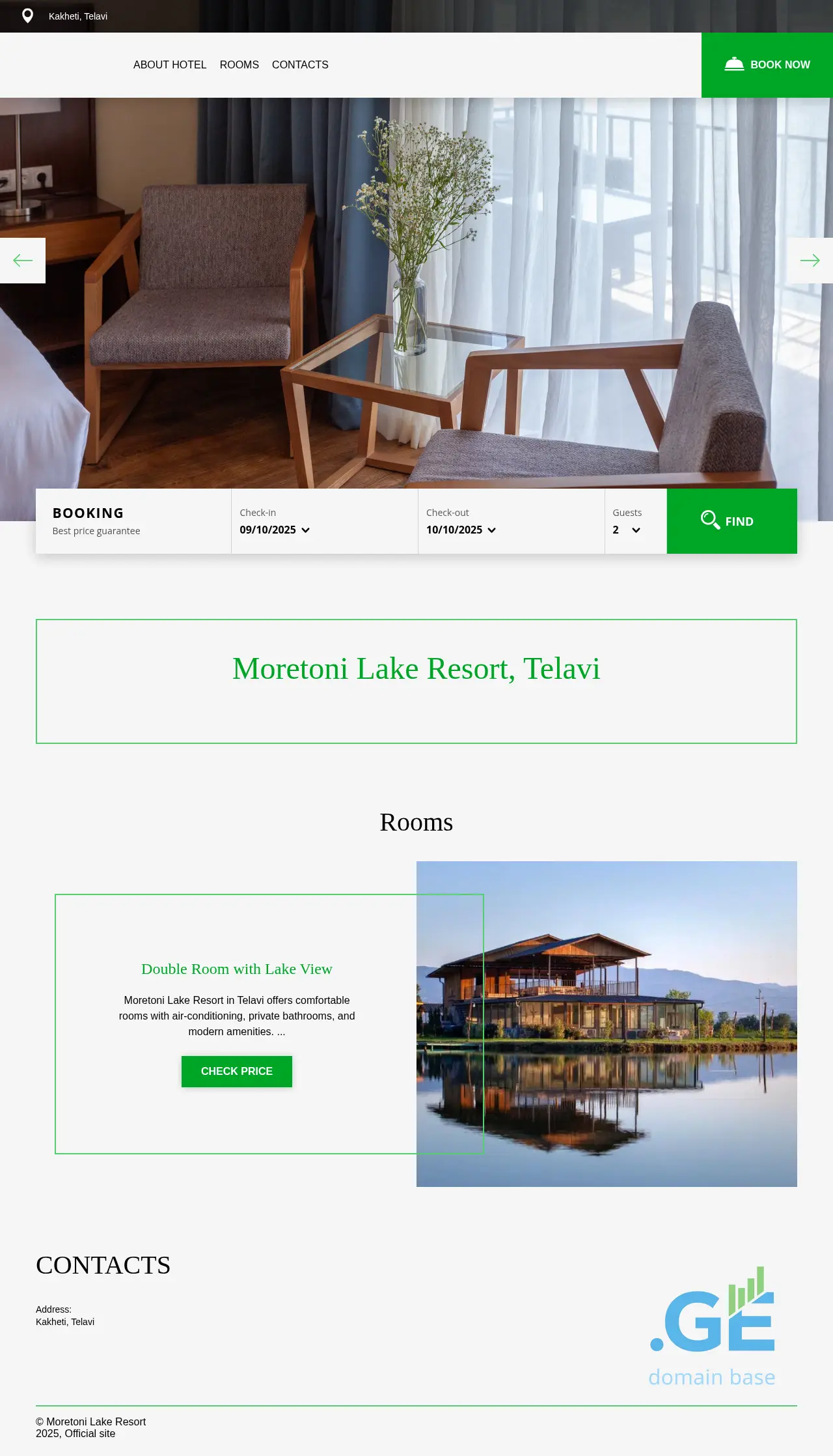 Screenshot of the site moretoniresort.ge