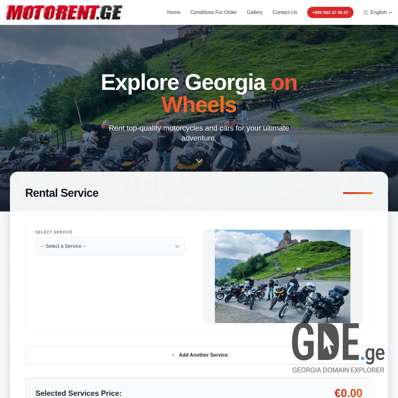 Screenshot of the site motorent.ge at 2025-12-11