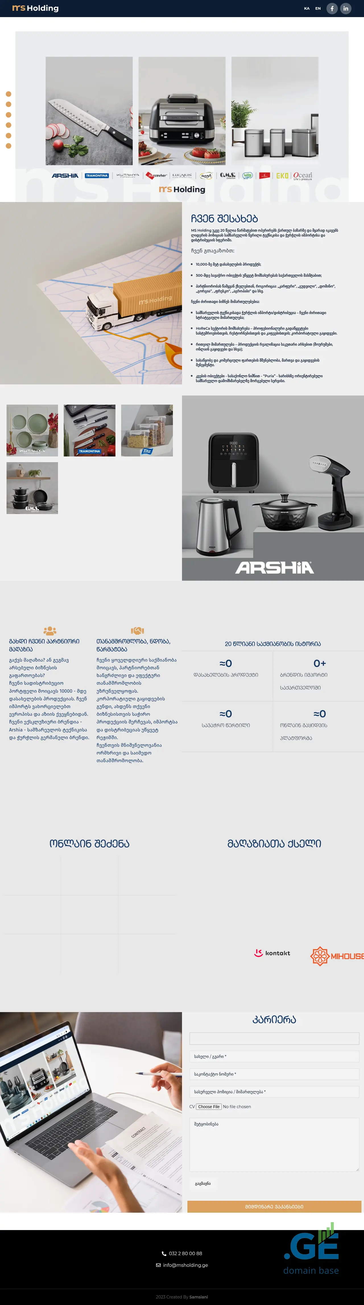 Screenshot of the site msholding.ge
