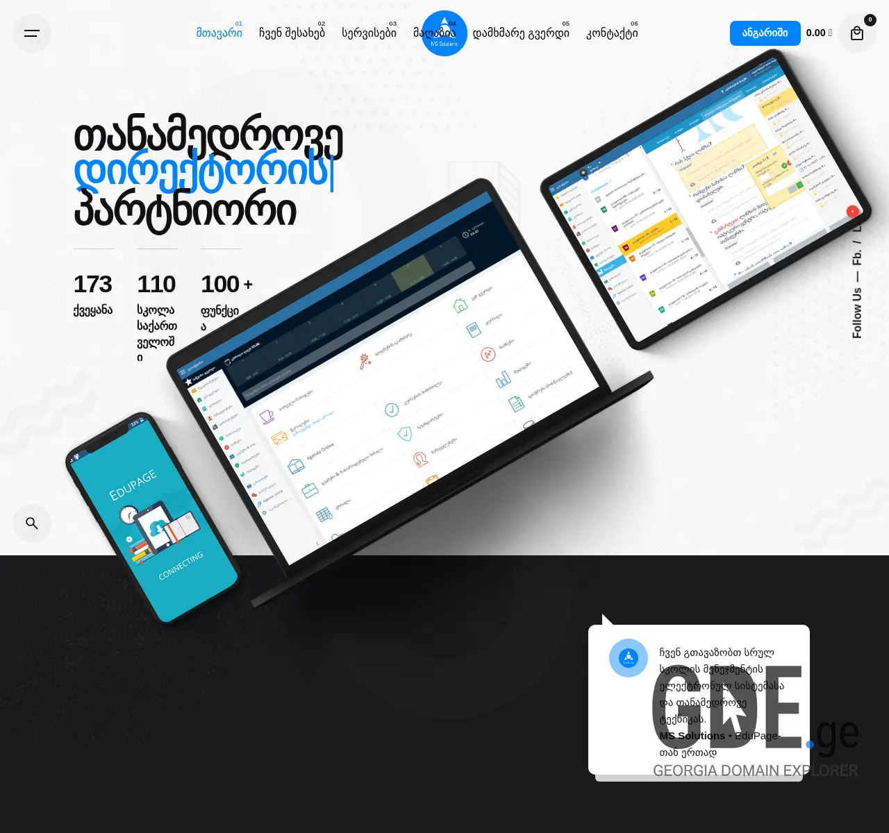 Screenshot of the site mssolutions.ge at 2025-11-26
