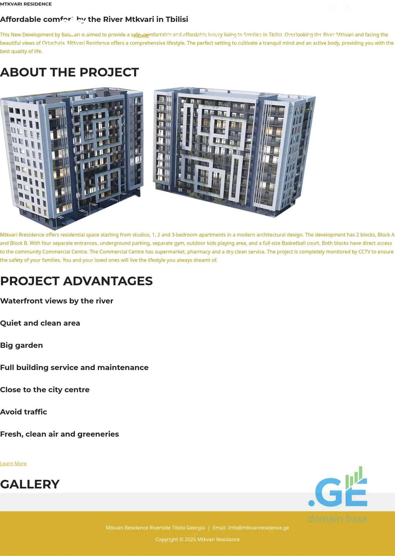 Screenshot of the site mtkvariresidence.ge