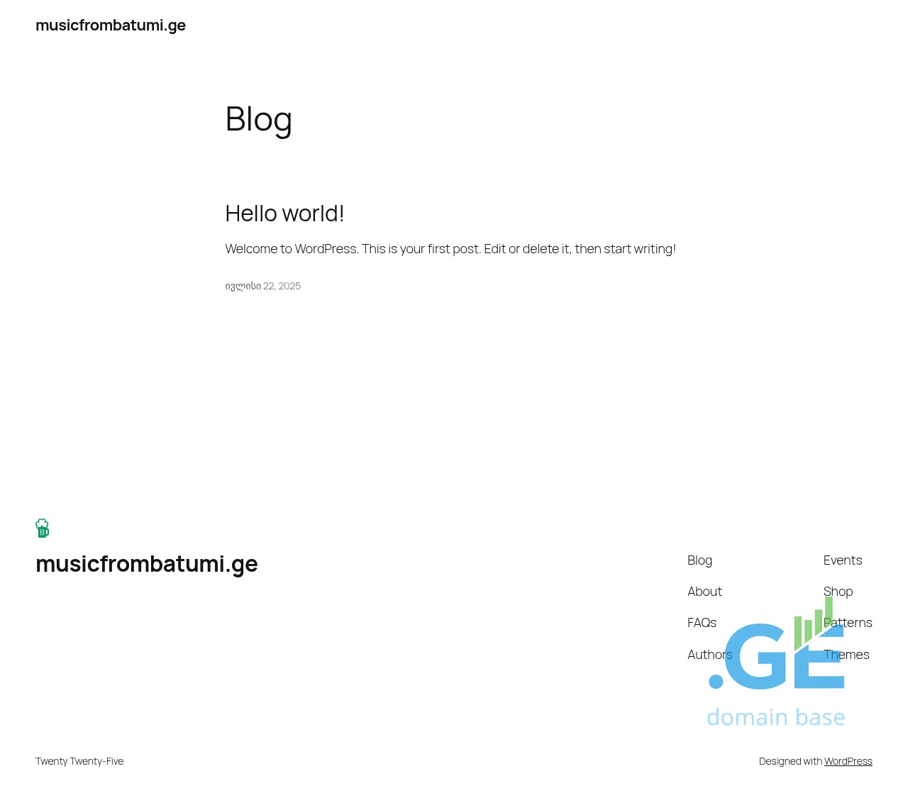 Screenshot of the site musicfrombatumi.ge