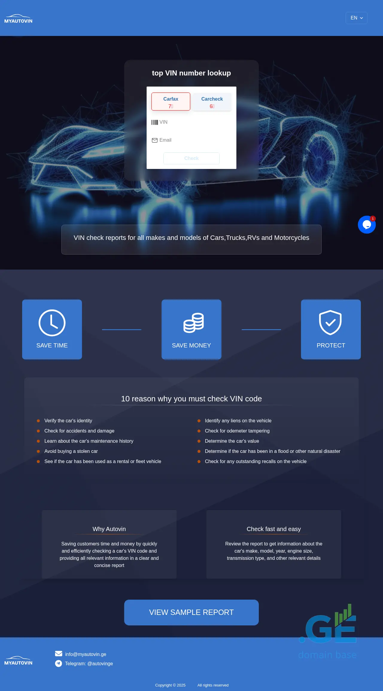 Screenshot of the site myautovin.ge